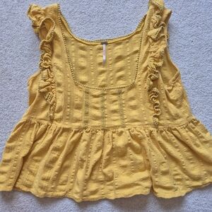 Free People Yellow Ruffled Blouse